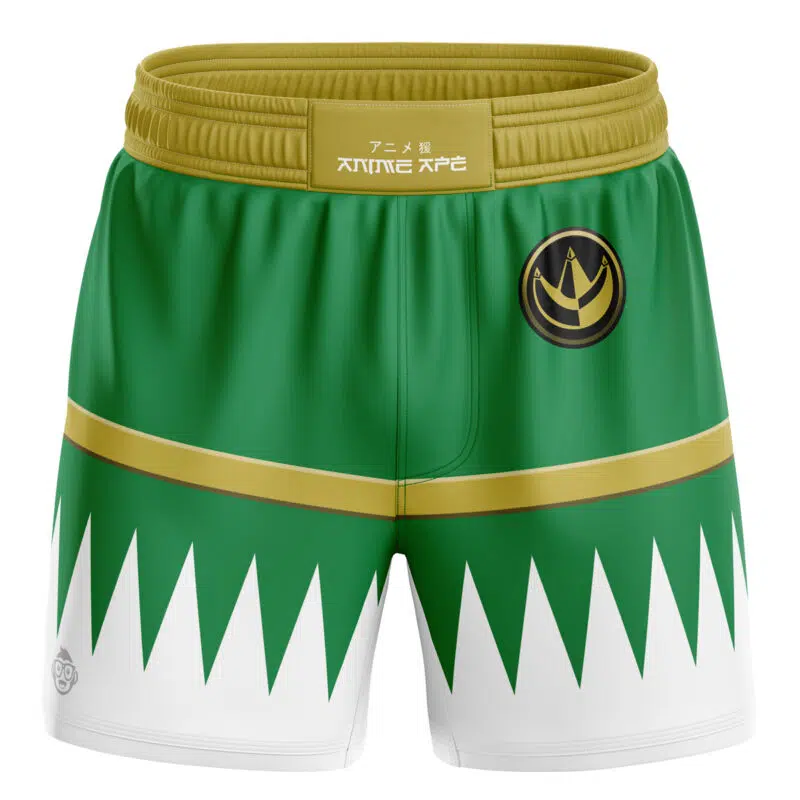 Green Ranger Gold Shield Mighty Morphin Power Rangers BBJ MMA Fight Shorts