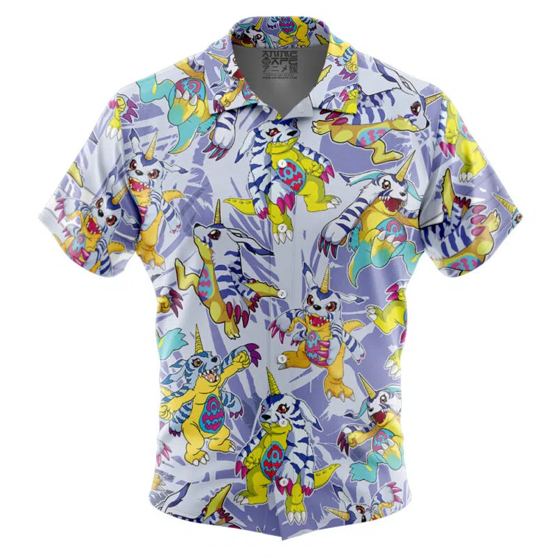 Gabumon Digimon Button Up Hawaiian Shirt