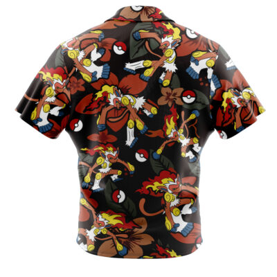 Infernape Pattern Pokemon Button Up Hawaiian Shirt