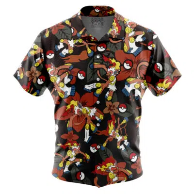 Infernape Pattern Pokemon Button Up Hawaiian Shirt