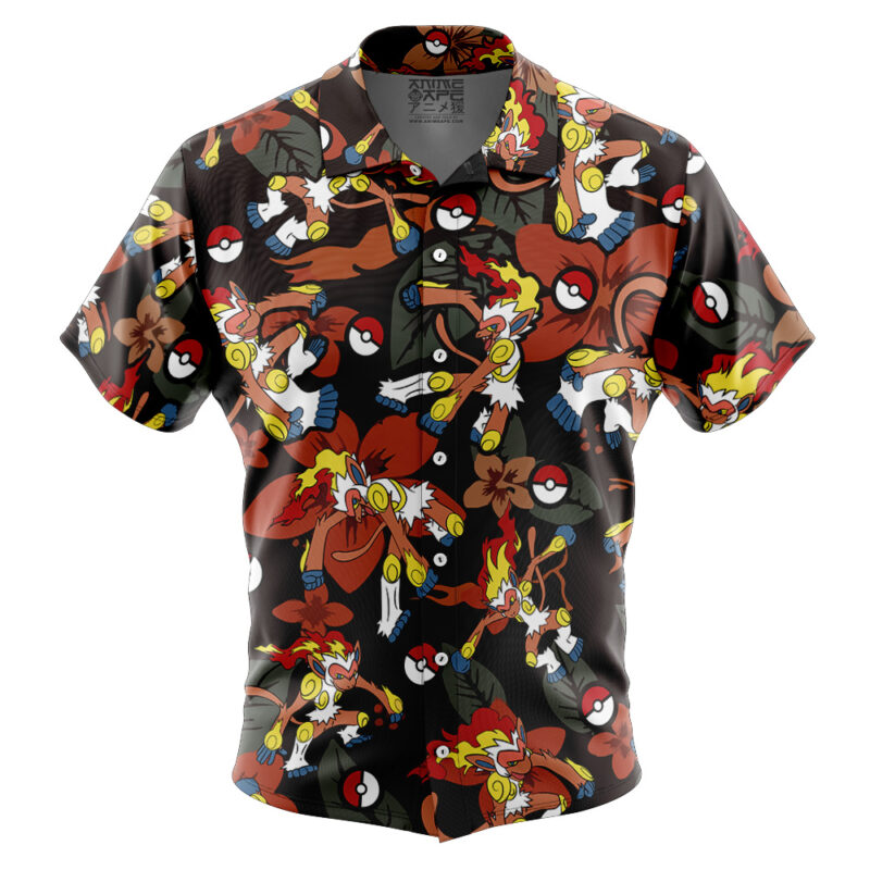 Infernape Pattern Pokemon Button Up Hawaiian Shirt