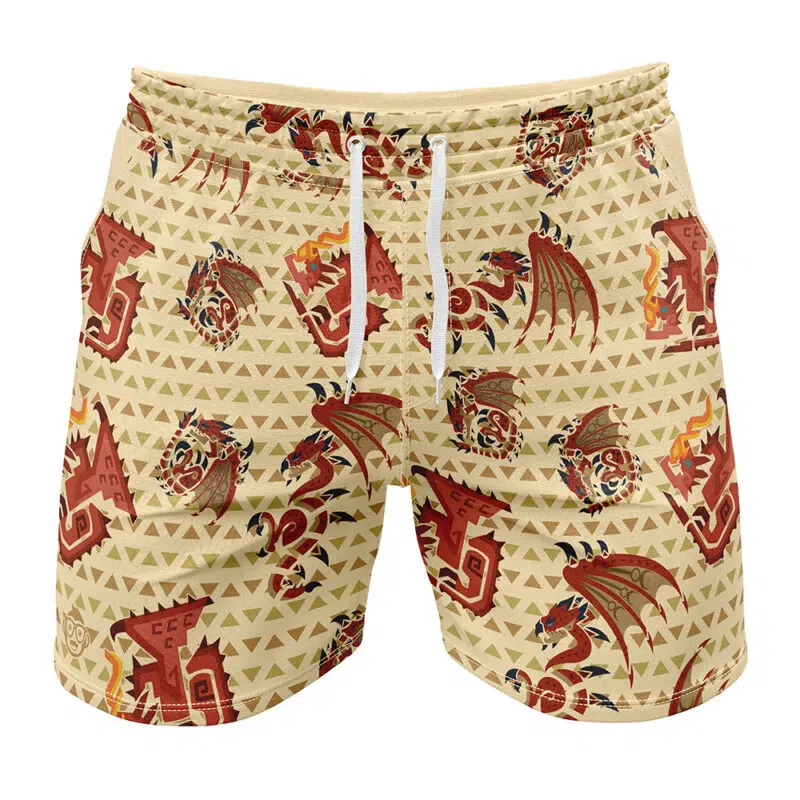 Rathalos Pattern Monster Hunter Gym Shorts