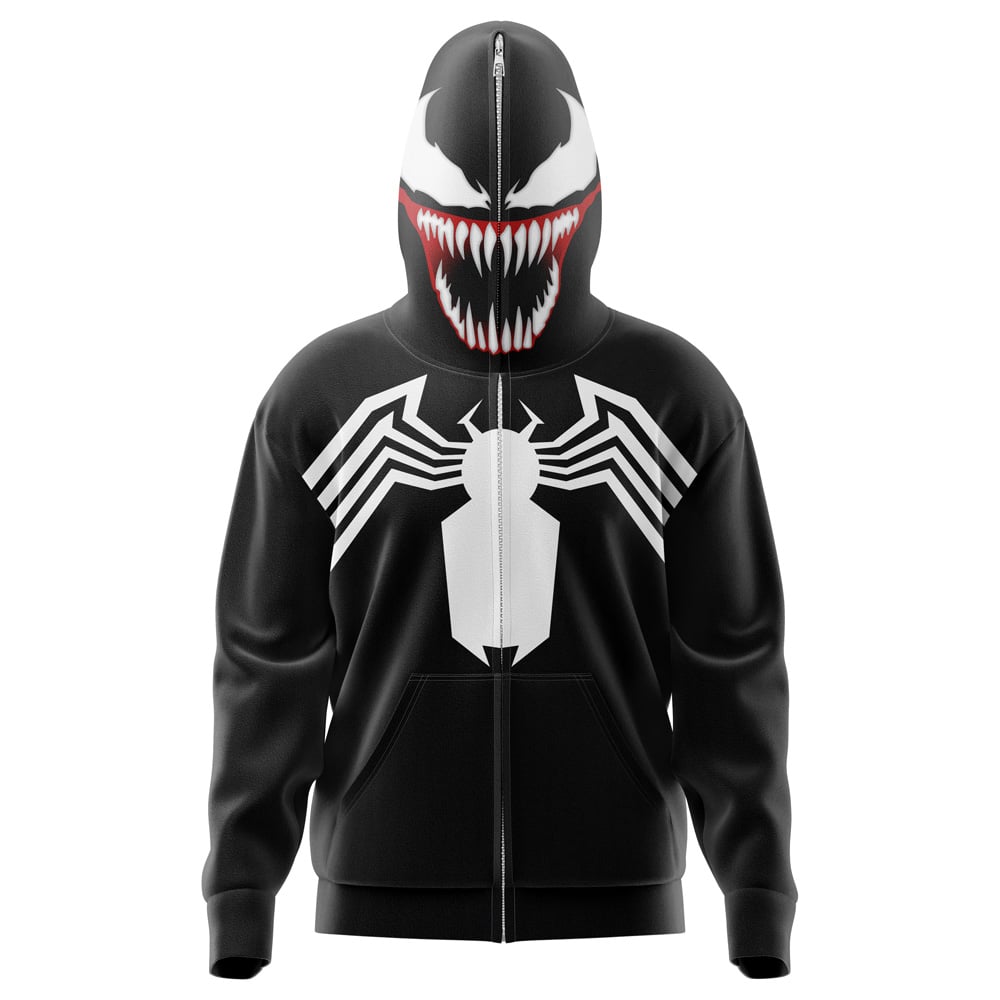 Venom Marvel Full Face Zip Hoodie | Anime Ape
