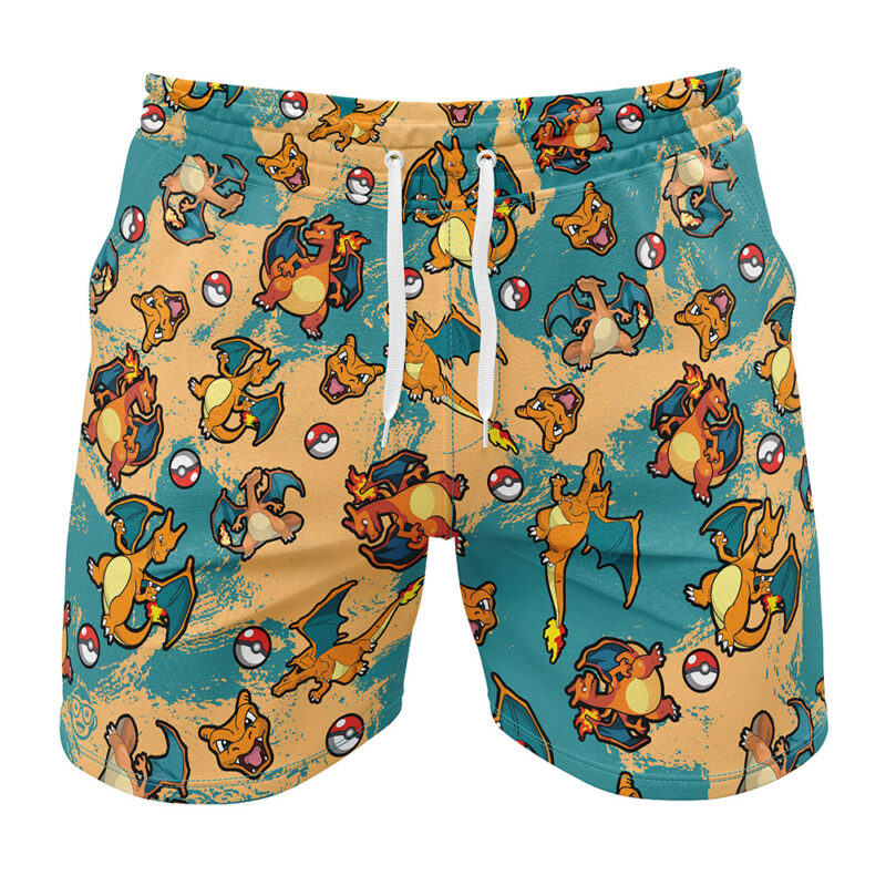 Charizard Pattern Pokemon Gym Shorts