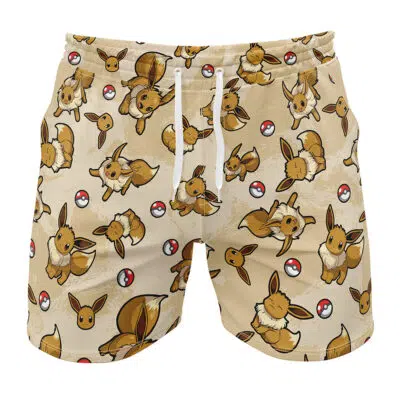 Eevee Pattern Pokemon Gym Shorts