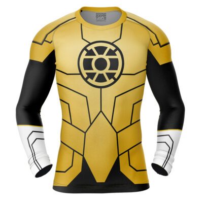 Gold Lantern DC Comics Long Sleeve Rash Guard Compression