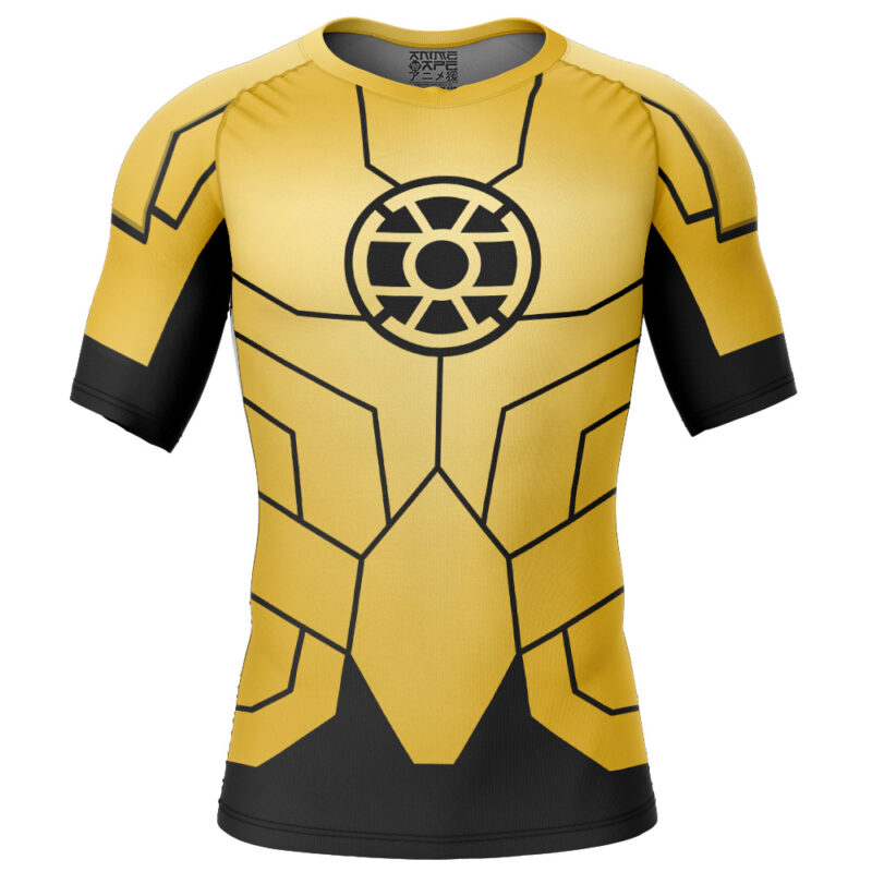 Gold Lantern DC Comics Short Sleeve Rash Guard Compression Shirt