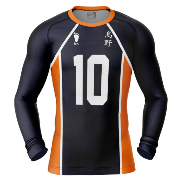 Karasuno Hinata #10 Haikyuu Long Sleeve Rash Guard Compression