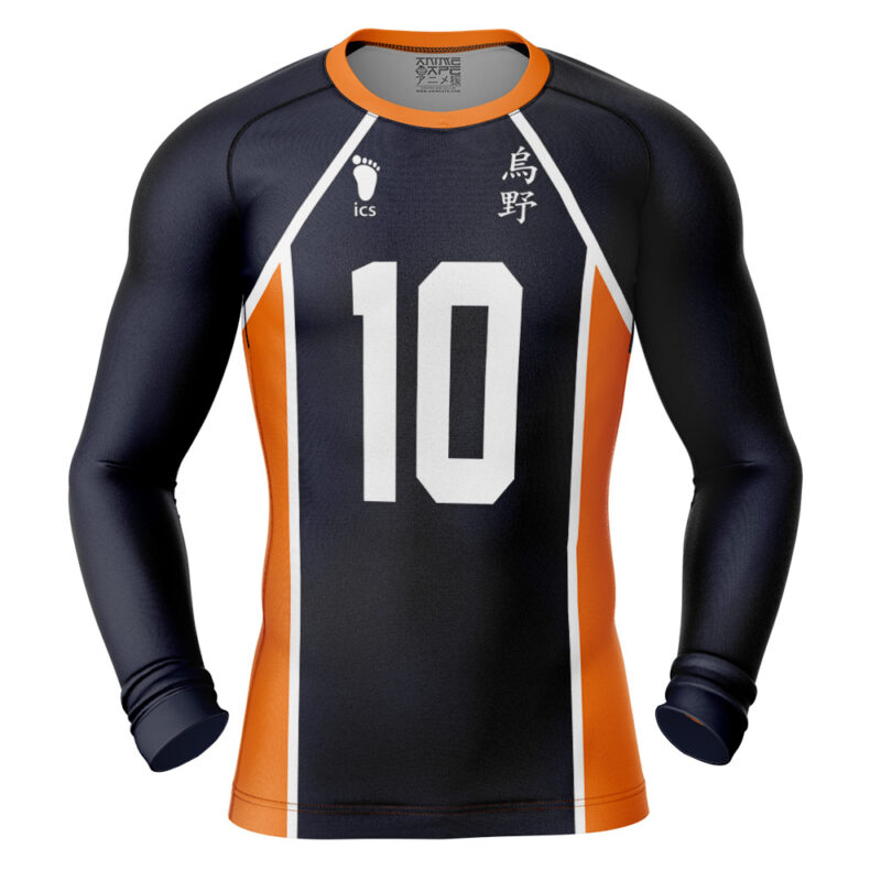 Karasuno Hinata #10 Haikyuu Long Sleeve Rash Guard Compression