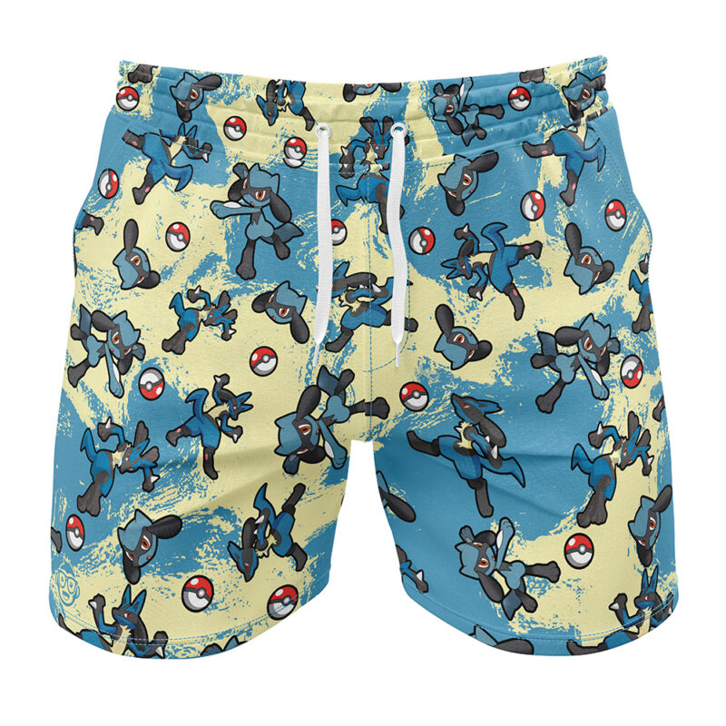 Lucario Pattern Pokemon Gym Shorts