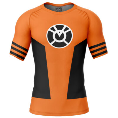 Orange Lantern DC Comics Short Sleeve Rash Guard Compression Shirt