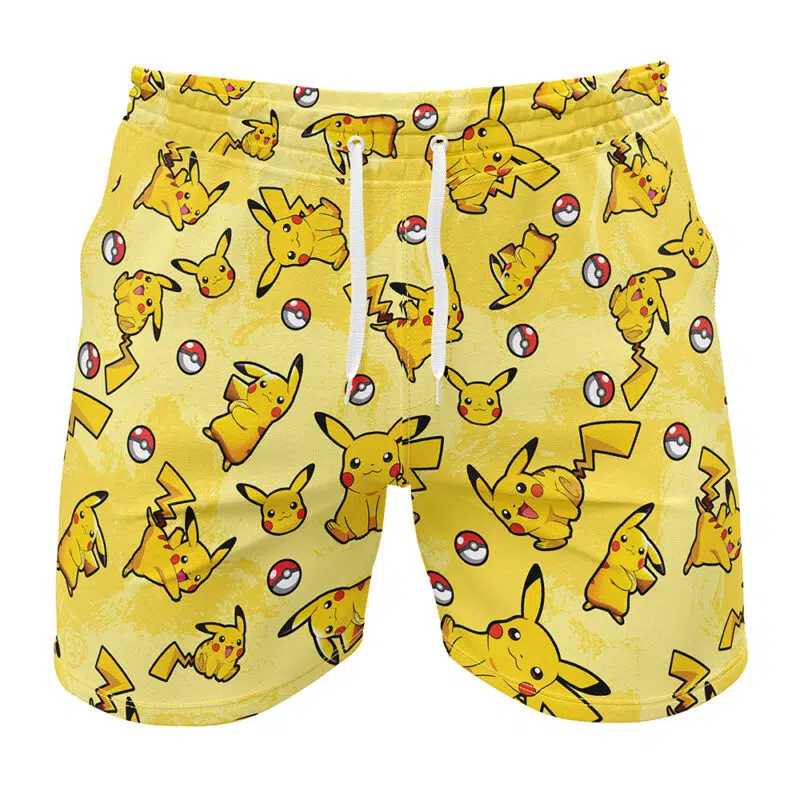 Pikachu Pattern Pokemon Gym Shorts