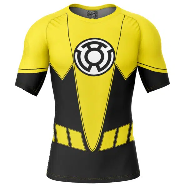 Yellow Lantern DC Comics Short Sleeve Rash Guard Compression Shirt