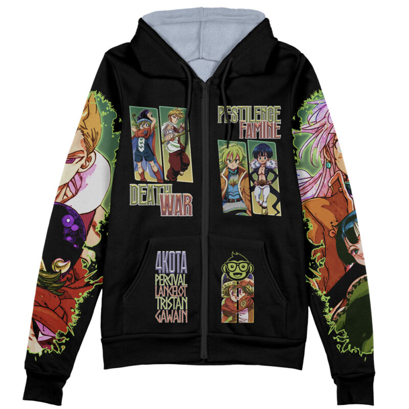 Four Knights of the Apocalypse Streetwear Zip Hoodie Jacket - Image 2