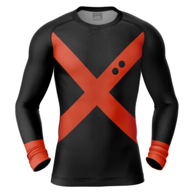 Bakugo My Hero Academia Long Sleeve Rash Guard Compression Shirt