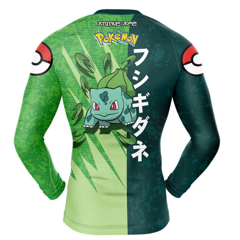 Bulbasaur Attack Pokemon Long Sleeve Rash Guard Compression Shirt - Image 2