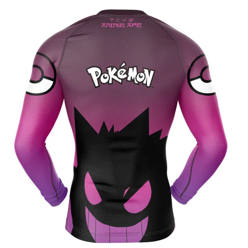 Gengar Nightshade Pokemon Long Sleeve Rash Guard Compression Shirt - Image 2