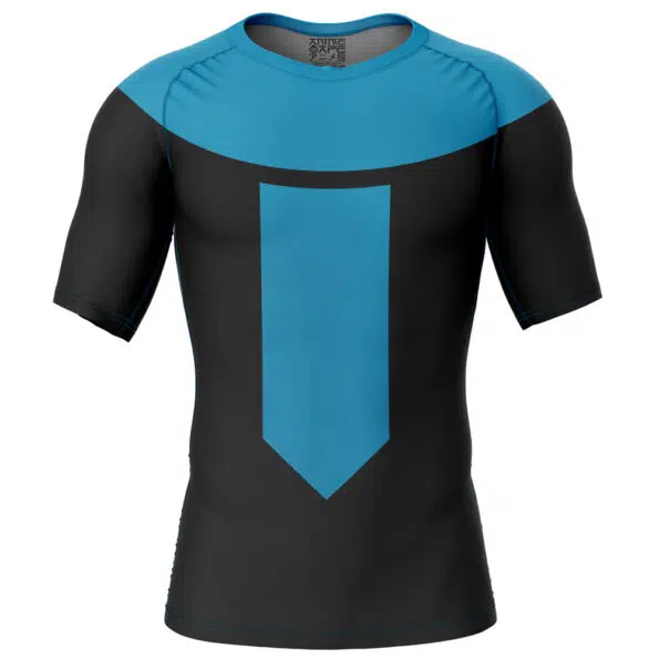 Invincible Blue Short Sleeve Rash Guard Compression Shirt
