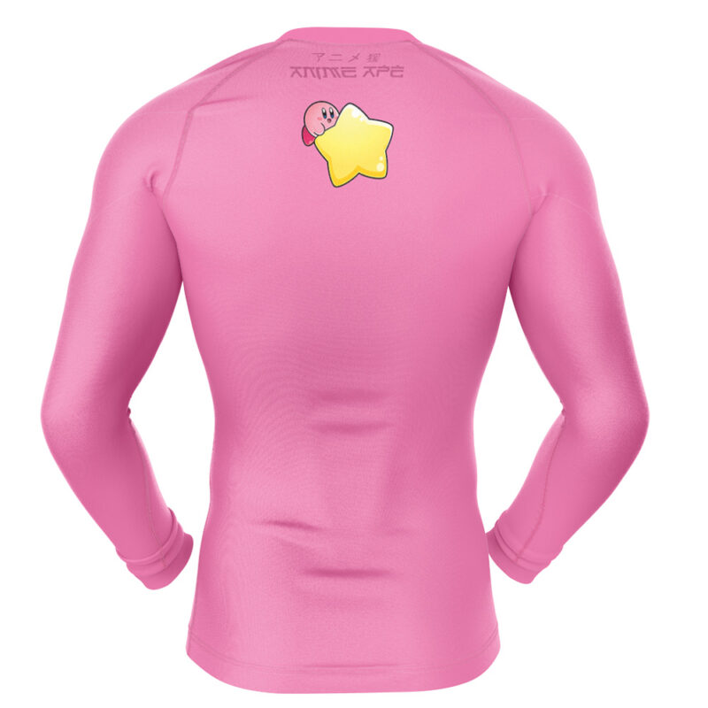Kirby's Face Kirby's Adventure Long Sleeve Rash Guard Compression Shirt - Image 2