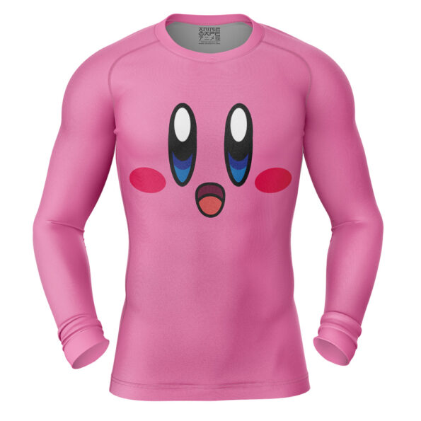 Kirby's Face Kirby's Adventure Long Sleeve Rash Guard Compression Shirt