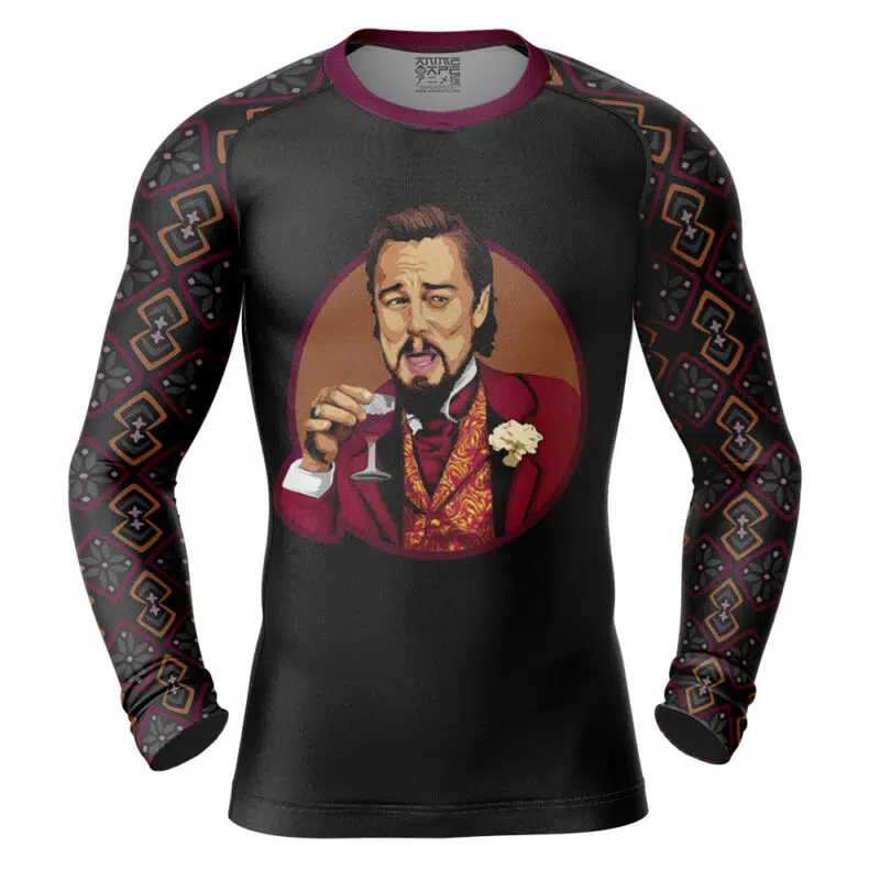 Laughing Leo DiCaprio Meme Long Sleeve Rash Guard Compression Shirt