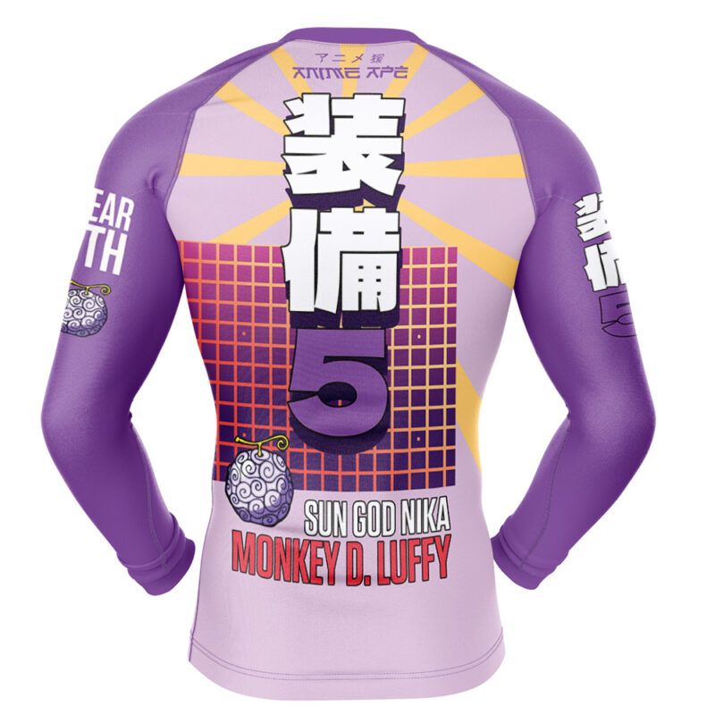 Luffy Gear 5 Sun God Nika v2 One Piece Long Sleeve Rash Guard Compression Shirt - Image 2