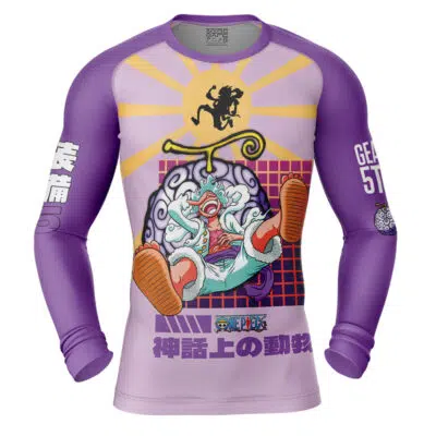 Luffy Gear 5 Sun God Nika v2 One Piece Long Sleeve Rash Guard Compression Shirt