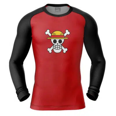Luffy Straw Hat Pirates One Piece Long Sleeve Rash Guard Compression