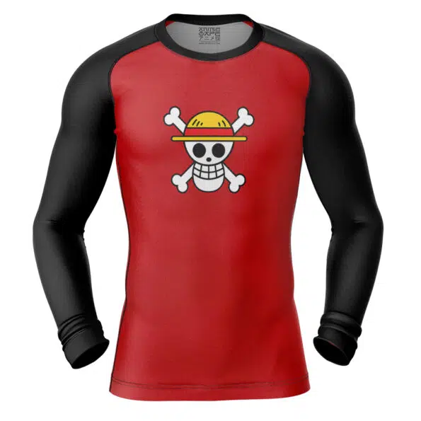 Luffy Straw Hat Pirates One Piece Long Sleeve Rash Guard Compression