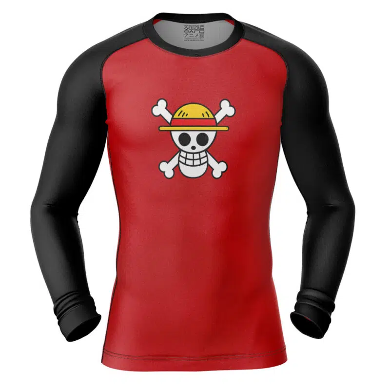 Luffy Straw Hat Pirates One Piece Long Sleeve Rash Guard Compression