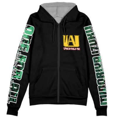 Midoriya Izuku Black My Hero Academia Streetwear Zip Hoodie Jacket