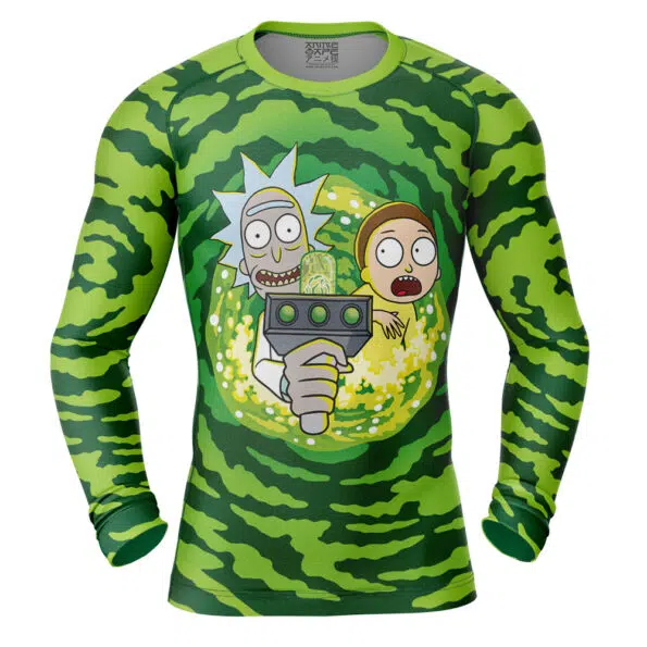 Portal Rick and Morty Long Sleeve Rash Guard Compression Shirt