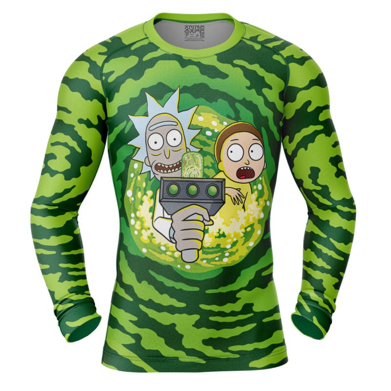 Portal Rick and Morty Long Sleeve Rash Guard Compression Shirt