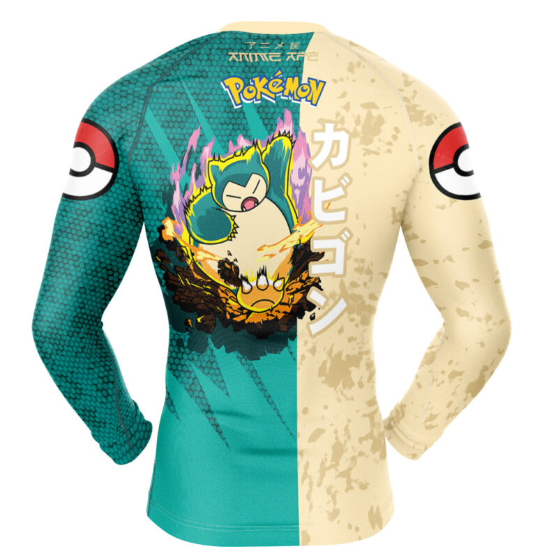 Snorlax Attack Pokemon Long Sleeve Rash Guard Compression Shirt - Image 2
