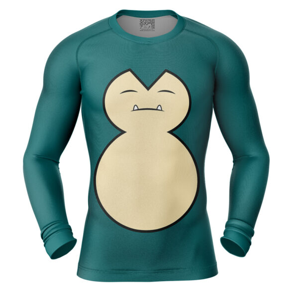 Snorlax Face Pokemon Long Sleeve Rash Guard Compression Shirt
