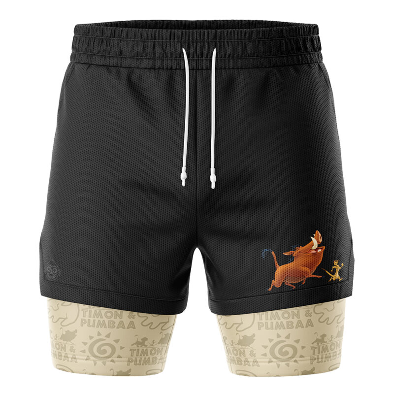 Timon and Pumbaa Lion King 2-in-1 Performance Shorts - Image 2