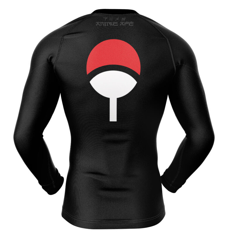 Uchiha Symbol Black Shippuden Long Sleeve Rash Guard Compression Shirt - Image 2