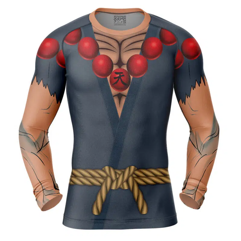 Akuma Street Fighter Long Sleeve Rash Guard Compression Shirt