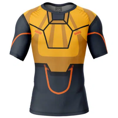 Black Samson Mech Suit Invincible Short Sleeve Rash Guard Compression Shirt