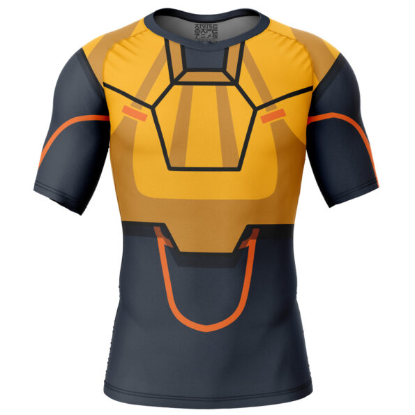 Black Samson Mech Suit Invincible Short Sleeve Rash Guard Compression Shirt