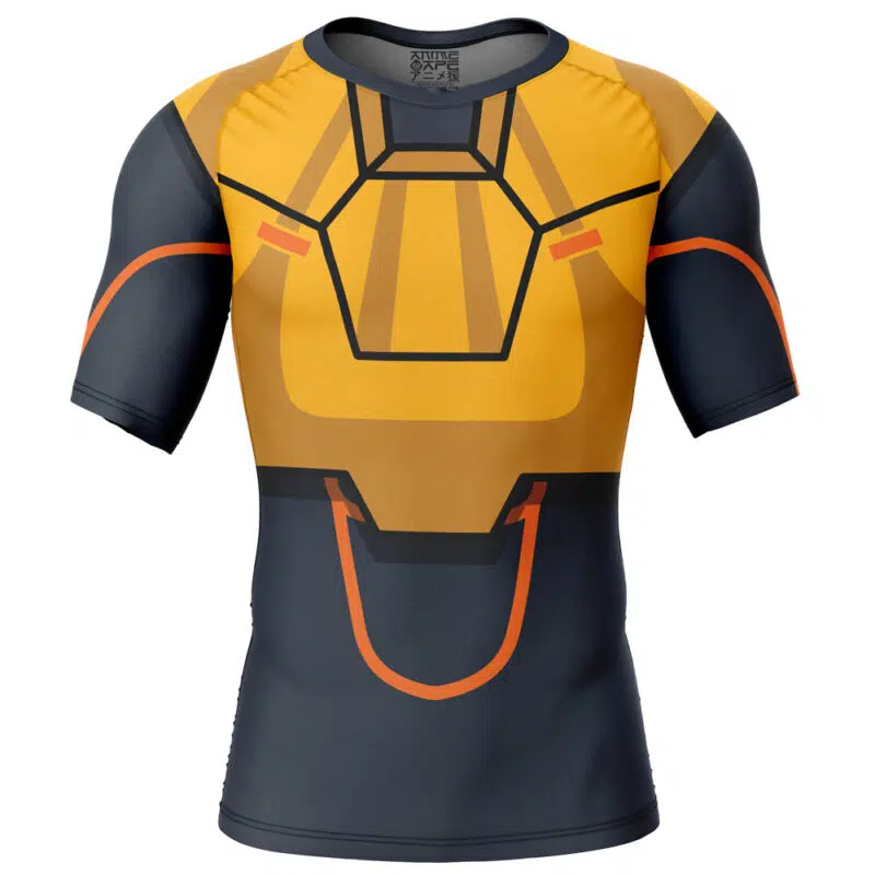 Black Samson Mech Suit Invincible Short Sleeve Rash Guard Compression Shirt