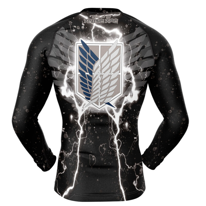 Black Scouting Regiment Attack On Titan Long Sleeve Rash Guard Compression Shirt - Image 2