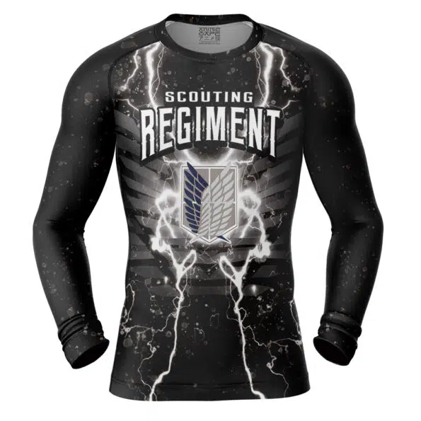 Black Scouting Regiment Attack On Titan Long Sleeve Rash Guard Compression Shirt