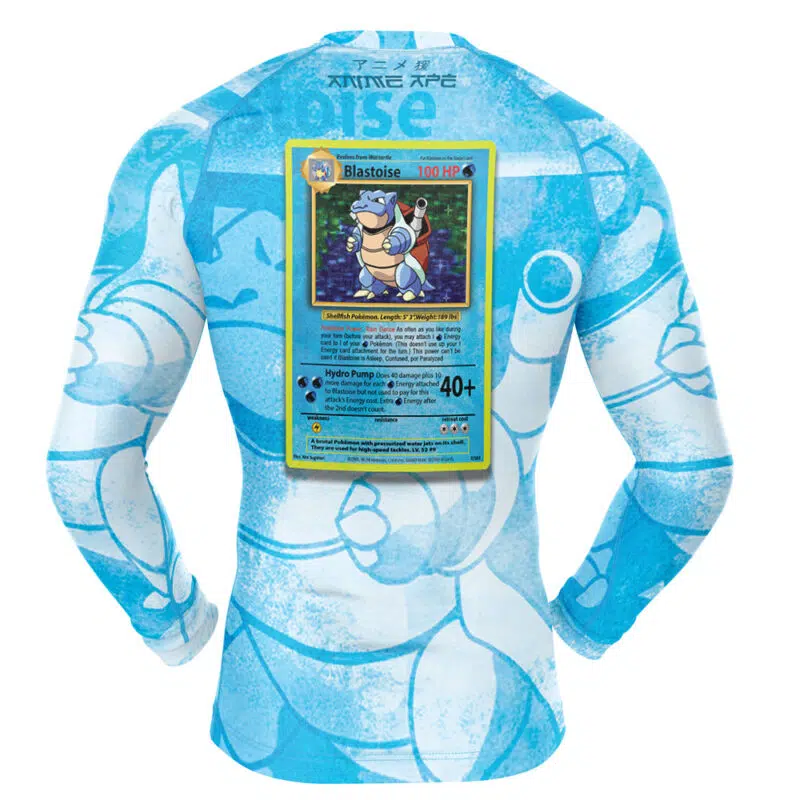 Blastoise Card V1 Pokemon Long Sleeve Rash Guard Compression Shirt - Image 2