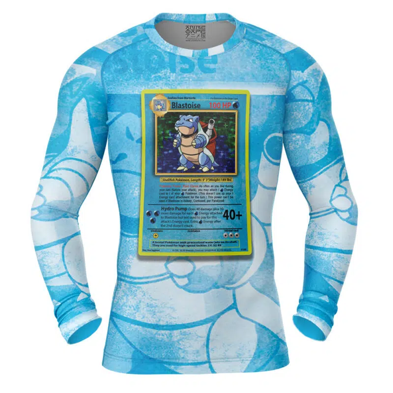 Blastoise Card V1 Pokemon Sleeve Rash Guard Compression Shirt