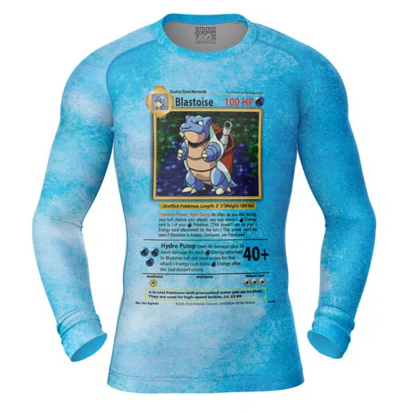 Blastoise Card V2 Pokemon Sleeve Rash Guard Compression Shirt