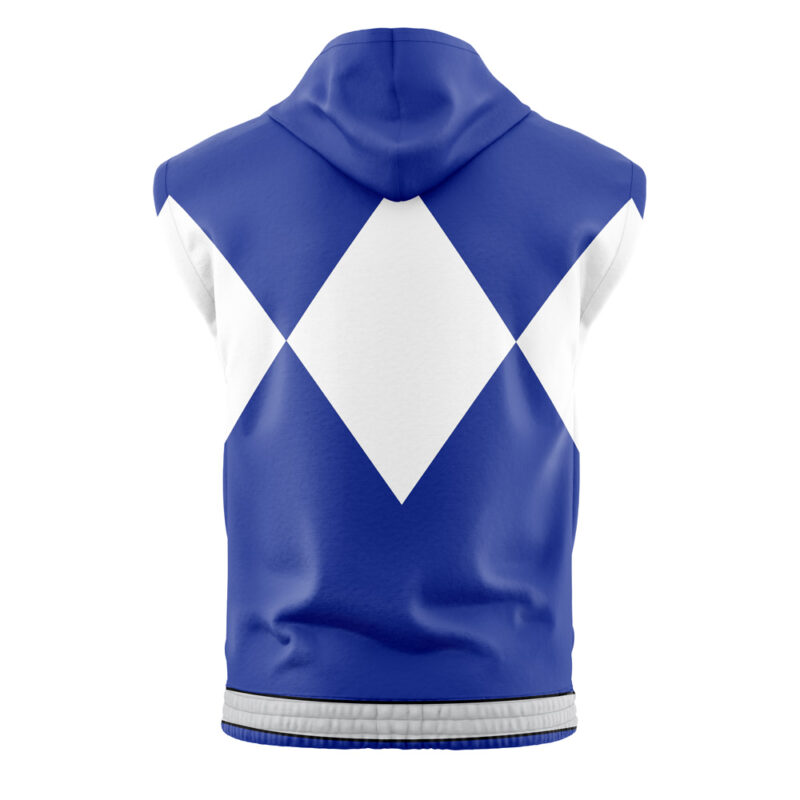 Blue Ranger Mighty Morphin Power Rangers Sleeveless Hoodie - Image 2
