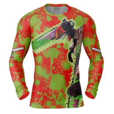 Denji Chainsaw Man Long Sleeve Rash Guard Compression Shirt