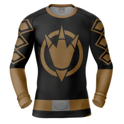 Dino Thunder Black Dino Mighty Morphin Power Rangers Long Sleeve Rash Guard Compression Shirt