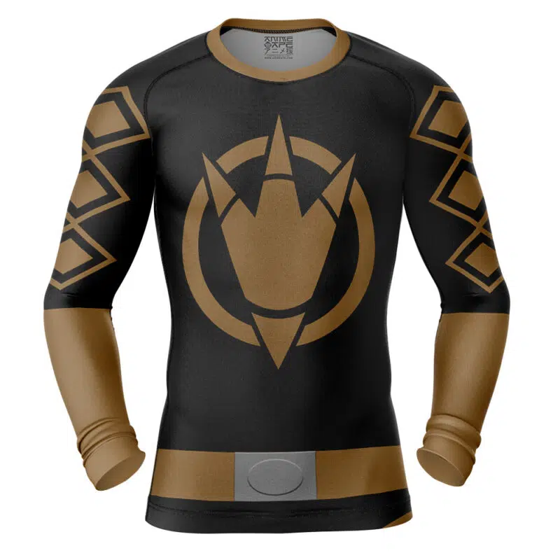 Dino Thunder Black Dino Mighty Morphin Power Rangers Long Sleeve Rash Guard Compression Shirt